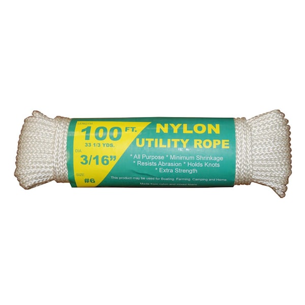 T.W. Evans Cordage Co. No. 6 - 3/16. x 100 ft. Braided Nylon Rope 6100 - main